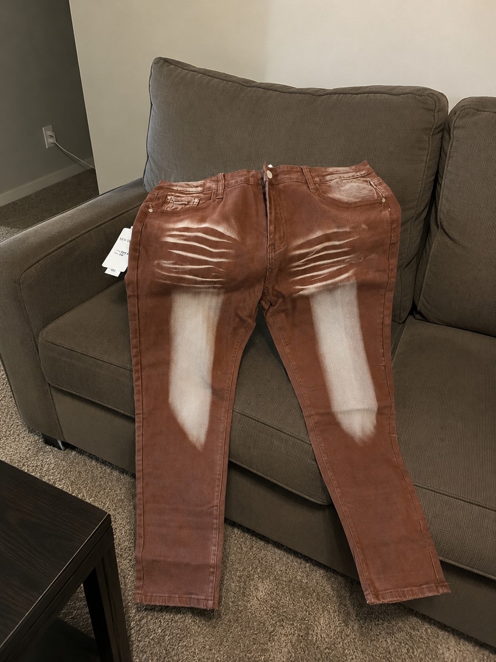 Brown Distressed Men Jeans - Stylish Faded Detail